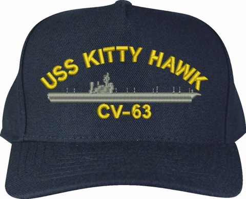 USS Kitty Hawk CV-63 Navy Blue High Profile Cap (Made in the USA)