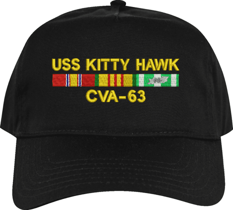 USS Kitty Hawk CVA-63 with Vietnam Service Ribbons Embroidered Cap