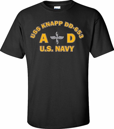 USS Knapp DD-653 Aviation Machinist Mate Black T-Shirt 2XL