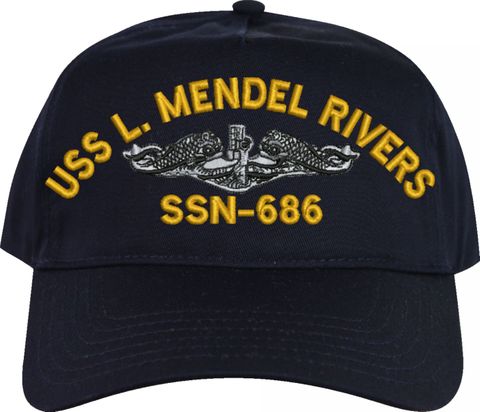 USS L. Mendel Rivers SSN-686 with Dolphins Embroidered Cap