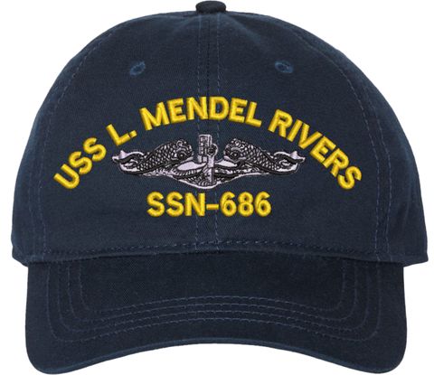 USS L Mendel Rivers SSN-686 with Dolphins Unstructured Dad Cap