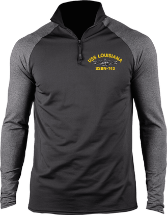 USS Louisiana SSBN-743 with Dolphins Embroidered ProWikMax 2-Tone 1/4 Zip Knit Long Sleeve Shirt
