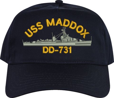 USS Maddox DD-731 Navy Blue High-Profile Cap (Made in the USA)