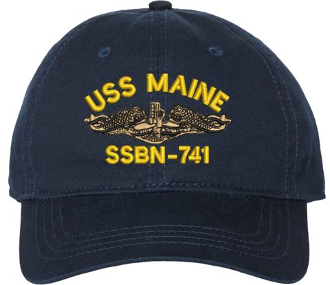 USS Maine SSBN-741 with Dolphins Unstructured Dad Cap