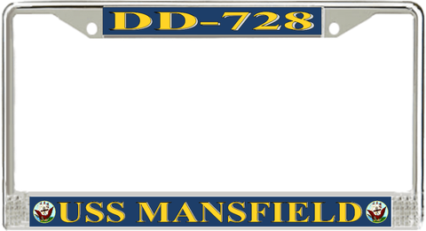 USS Mansfield DD-728 License Plate Frame