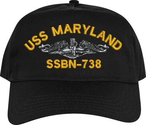 USS Maryland SSBN-738 w/Dolphins Embroidered Cap