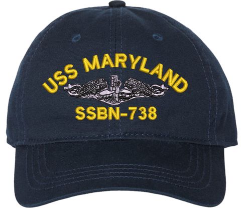USS Maryland SSBN-738 with Dolphins Unstructured Dad Cap