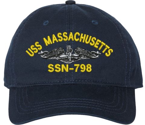 USS Massachusetts SSN-798 with Dolphins Unstructured Dad Cap