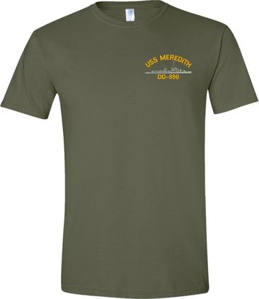 USS Meredith DD-890 Military Green Short Sleeve T-Shirt Large