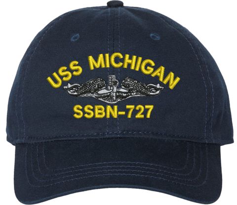 USS Michigan SSBN-727 with Dolphins Unstructured Dad Cap