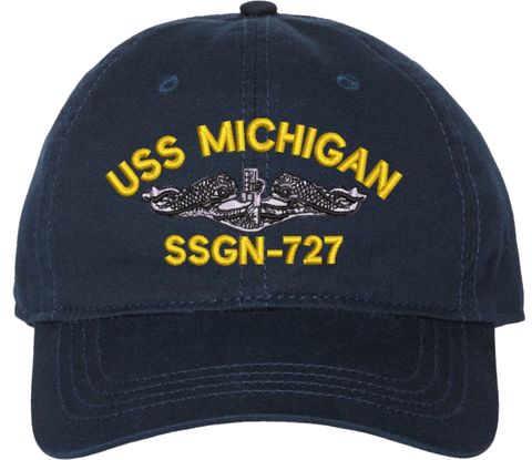 USS Michigan SSGN-727 with Dolphins Unstructured Dad Cap