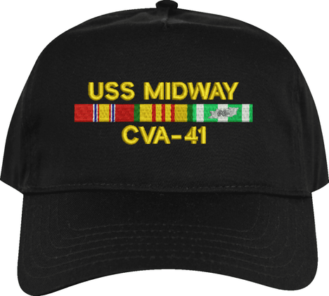 USS Midway CVA-41 with Vietnam Service Ribbons Embroidered Cap