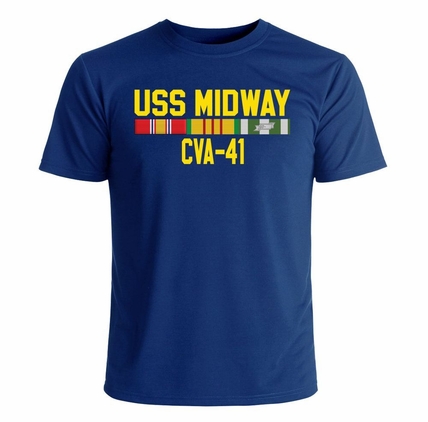 USS Midway CVA-41 With Vietnam Service Ribbons Printed T-Shirt