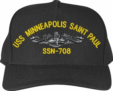USS Minneapolis Saint - Paul SSN-708 with Dolphins Custom Embroidered Cap
