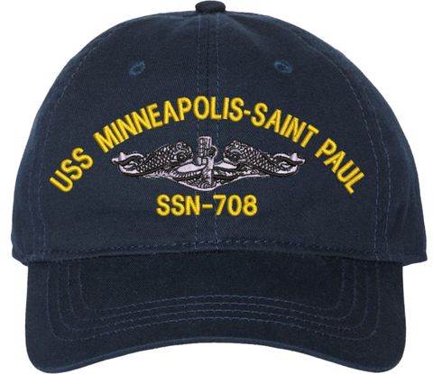 USS Minneapolis Saint Paul SSN-708 with Dolphins Unstructured Dad Cap