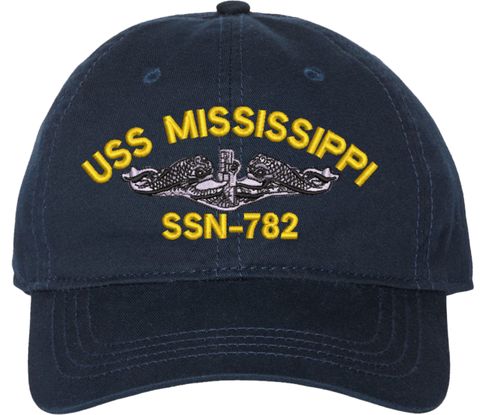 USS Mississippi SSN-782 with Dolphins Unstructured Dad Cap
