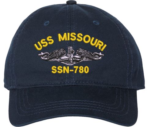 USS Missouri SSN-780 with Dolphins Unstructured Dad Cap