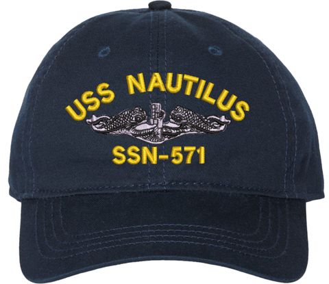 USS Nautilus SSN-571 with Dolphins Unstructured Dad Cap