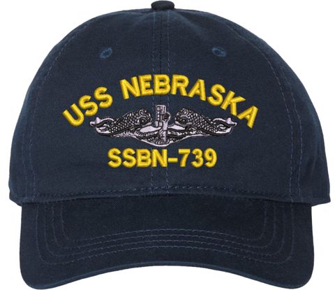 USS Nebraska SSBN-739 with Dolphins Unstructured Dad Cap