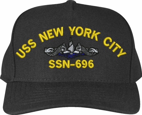 USS New York City SSN-696 with Blue Water Dolphins Custom Embroidered Cap