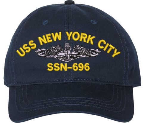 USS New York City SSN-696 with Dolphins Unstructured Dad Cap