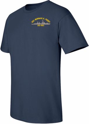 USS Newman K Perry DD-883 Navy Blue Short Sleeve T-Shirt 2X-Large