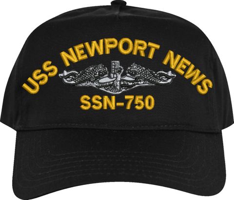USS Newport News SSN-750 w/Dolphins Embroidered Cap