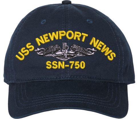 USS Newport News SSN-750 with Dolphins Unstructured Dad Cap