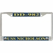 USS Nicholson DD-982 License Plate Frame