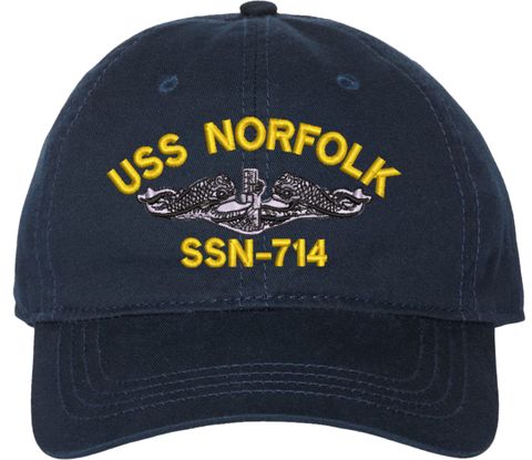 USS Norfolk SSN-714 with Dolphins Unstructured Dad Cap