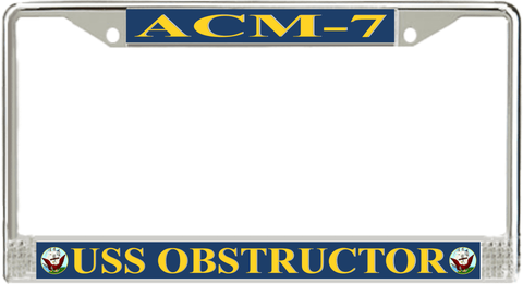 USS Obstructor ACM-7 License Plate Frame