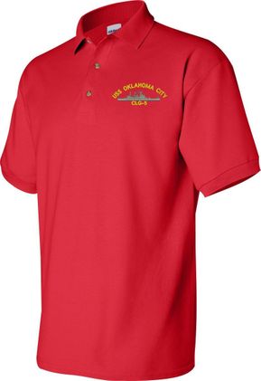 USS Oklahoma CLG-5 Red 50/50 Polo Medium