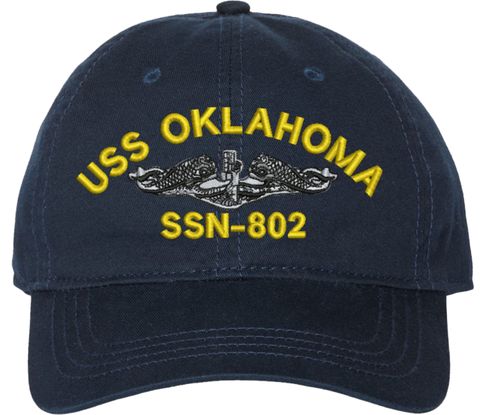 USS Oklahoma SSN-802 with Dolphins Unstructured Dad Cap