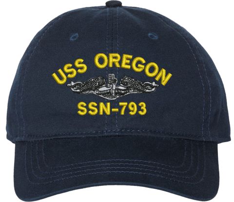 USS Oregon SSN-793 with Dolphins Unstructured Dad Cap