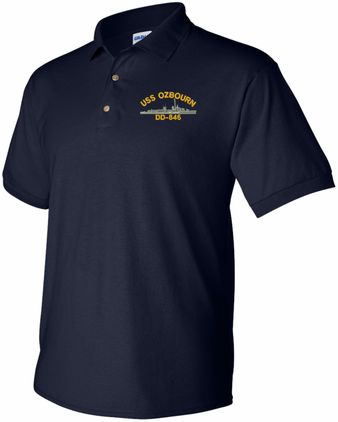 USS Ozbourn DD-846 Navy Blue 50/50 Polo X-Large