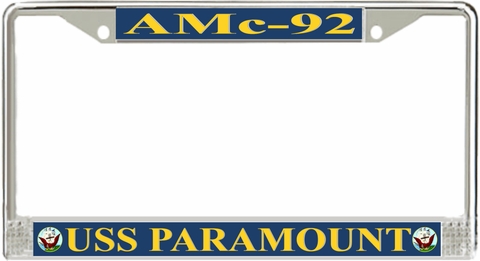 USS Paramount AMc-92 License Plate Frame