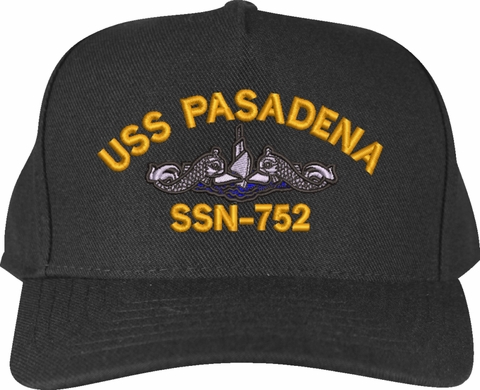 USS Pasadena SSN-752 with Blue Water Dolphins Custom Embroidered Cap