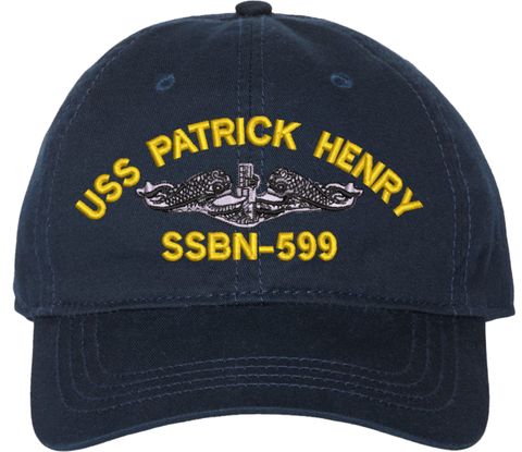 USS Patrick Henry SSBN-599 with Dolphins Unstructured Dad Cap