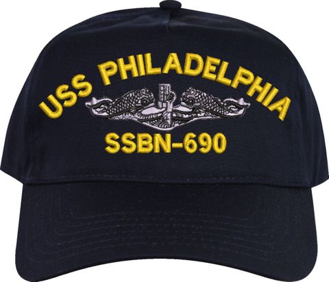 USS Philadelphia SSBN-690 Navy Blue High-Profile Cap (Made in the USA)