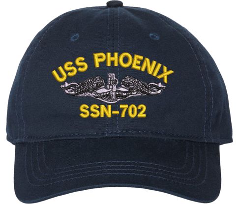 USS Phoenix SSN-702 with Dolphins Unstructured Dad Cap