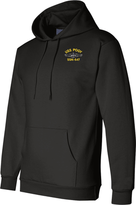 USS Pogy SSN-647 with Dolphins Embroidered Hoodie