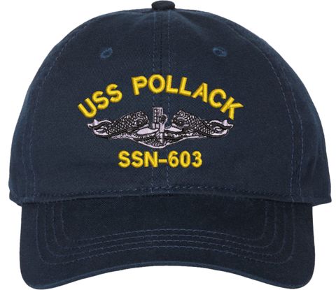 USS Pollack SSN-603 with Dolphins Unstructured Dad Cap