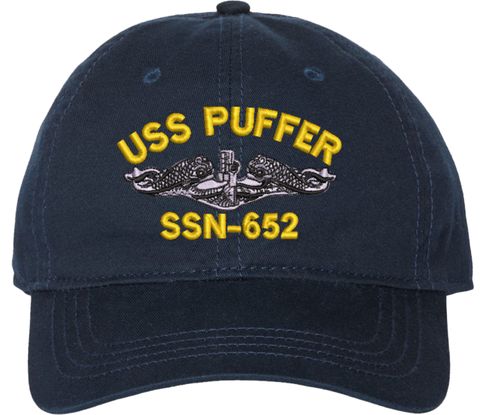 USS Puffer SSN-652 with Dolphins Unstructured Dad Cap