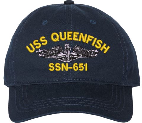 USS Queenfish SSN-651 with Dolphins Unstructured Dad Cap
