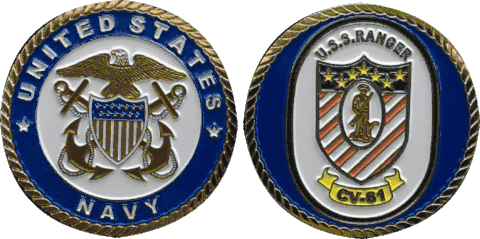 USS Ranger CV-61 (Officer) Challenge Coin