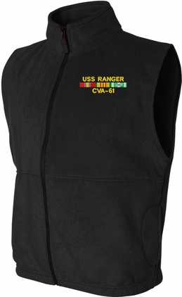 USS Ranger CVA-61 with Vietnam Service Ribbons Fleece Vest