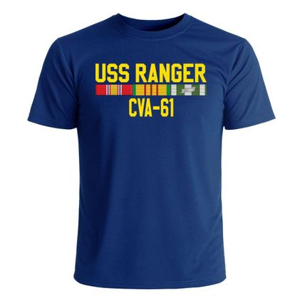 USS Ranger CVA-61 With Vietnam Service Ribbons Printed T-Shirt