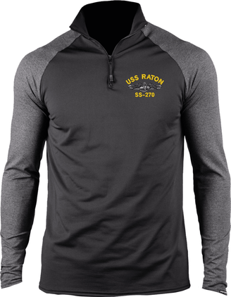 USS Raton SS-270 with Dolphins Embroidered ProWikMax 2-Tone 1/4 Zip Knit Long Sleeve Shirt