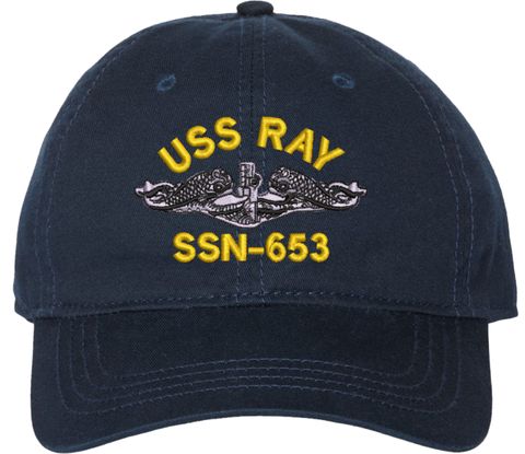 USS Ray SSN-653 with Dolphins Unstructured Dad Cap