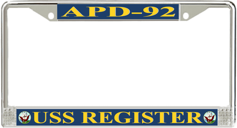 USS Register APD-92 License Plate Frame